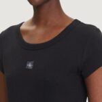 T-shirt Calvin Klein Jeans A- WOVEN LABEL 2X2 R Nero - Foto 3