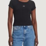 T-shirt Calvin Klein Jeans A- WOVEN LABEL 2X2 R Nero - Foto 1