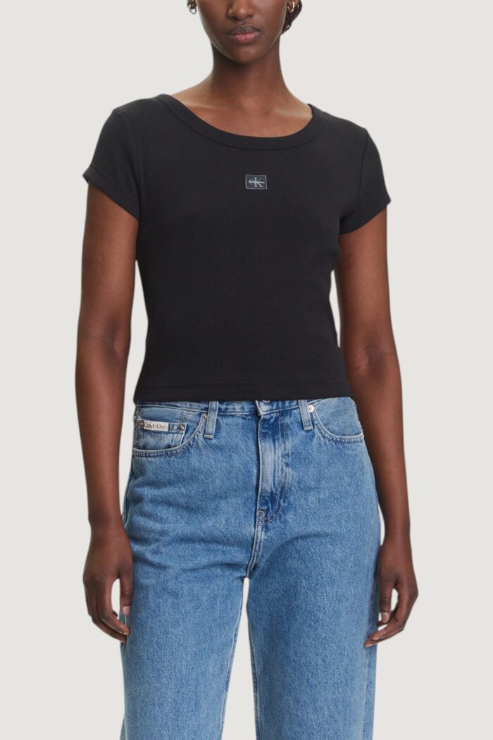 T-shirt Calvin Klein A- WOVEN LABEL 2X2 R Nero – LV047C200G