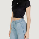 T-shirt Calvin Klein Jeans CK RIB BABY TEE Nero - Foto 2