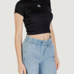 T-shirt Calvin Klein Jeans CK RIB BABY TEE Nero - Foto 3