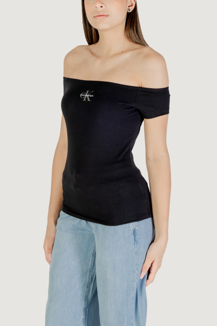 T-shirt Calvin Klein MONOGRAM OFF SHOULDE Nero – LV047C203G