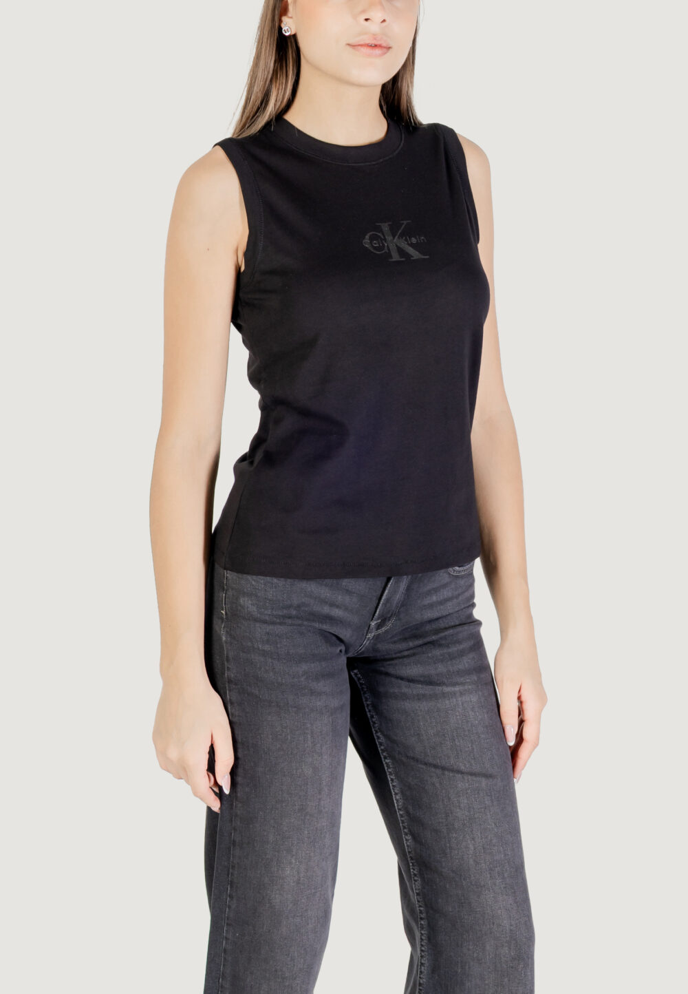 T-shirt Calvin Klein Jeans Sl CK Logo Muscle Te Nero - Foto 3