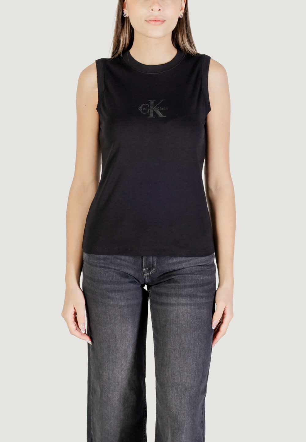 T-shirt Calvin Klein Jeans Sl CK Logo Muscle Te Nero - Foto 5