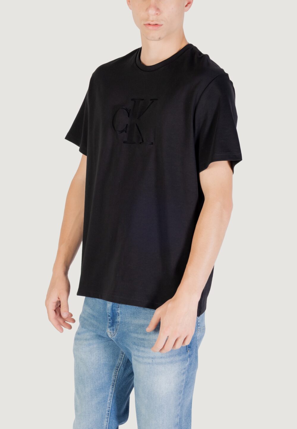 T-shirt Calvin Klein Jeans SS 20s CK DEBOSS MON Nero - Foto 3