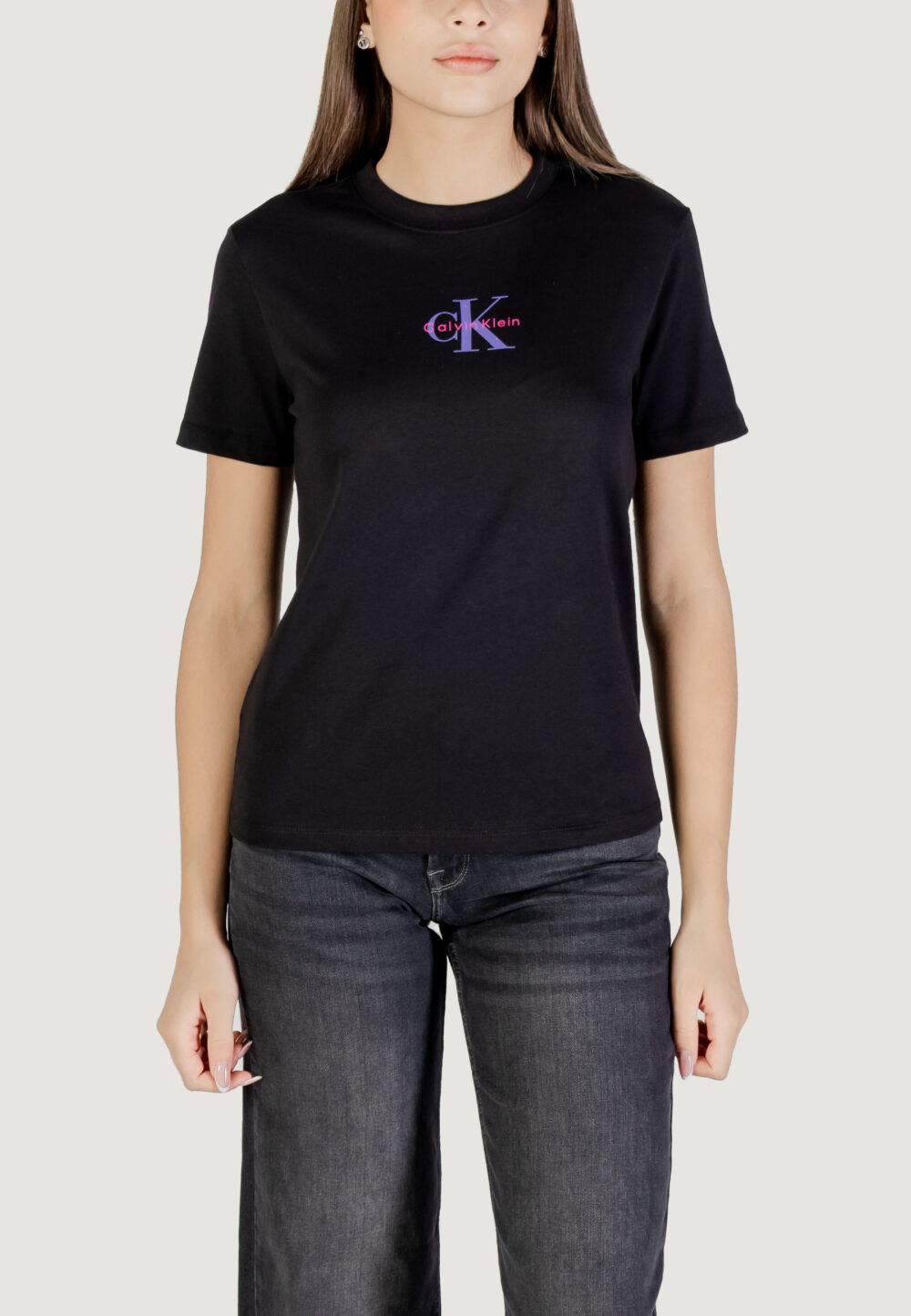 T-shirt Calvin Klein Jeans SS 20s CLASSIC LOGO Nero - Foto 5