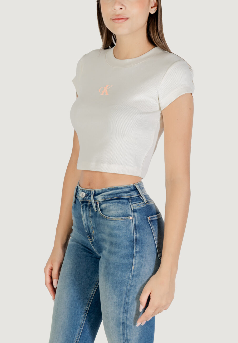 T-shirt Calvin Klein Jeans MONOGRAM BABY TEE Panna - Foto 2