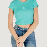 T-shirt Calvin Klein Jeans MONOGRAM BABY TEE Turchese - Foto 1