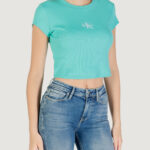 T-shirt Calvin Klein Jeans MONOGRAM BABY TEE Turchese - Foto 3