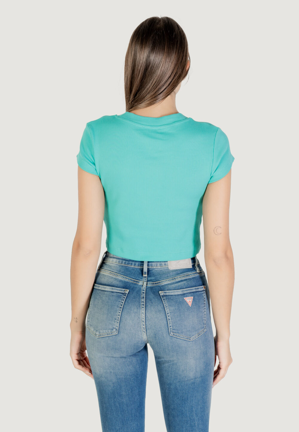 T-shirt Calvin Klein Jeans MONOGRAM BABY TEE Turchese - Foto 4