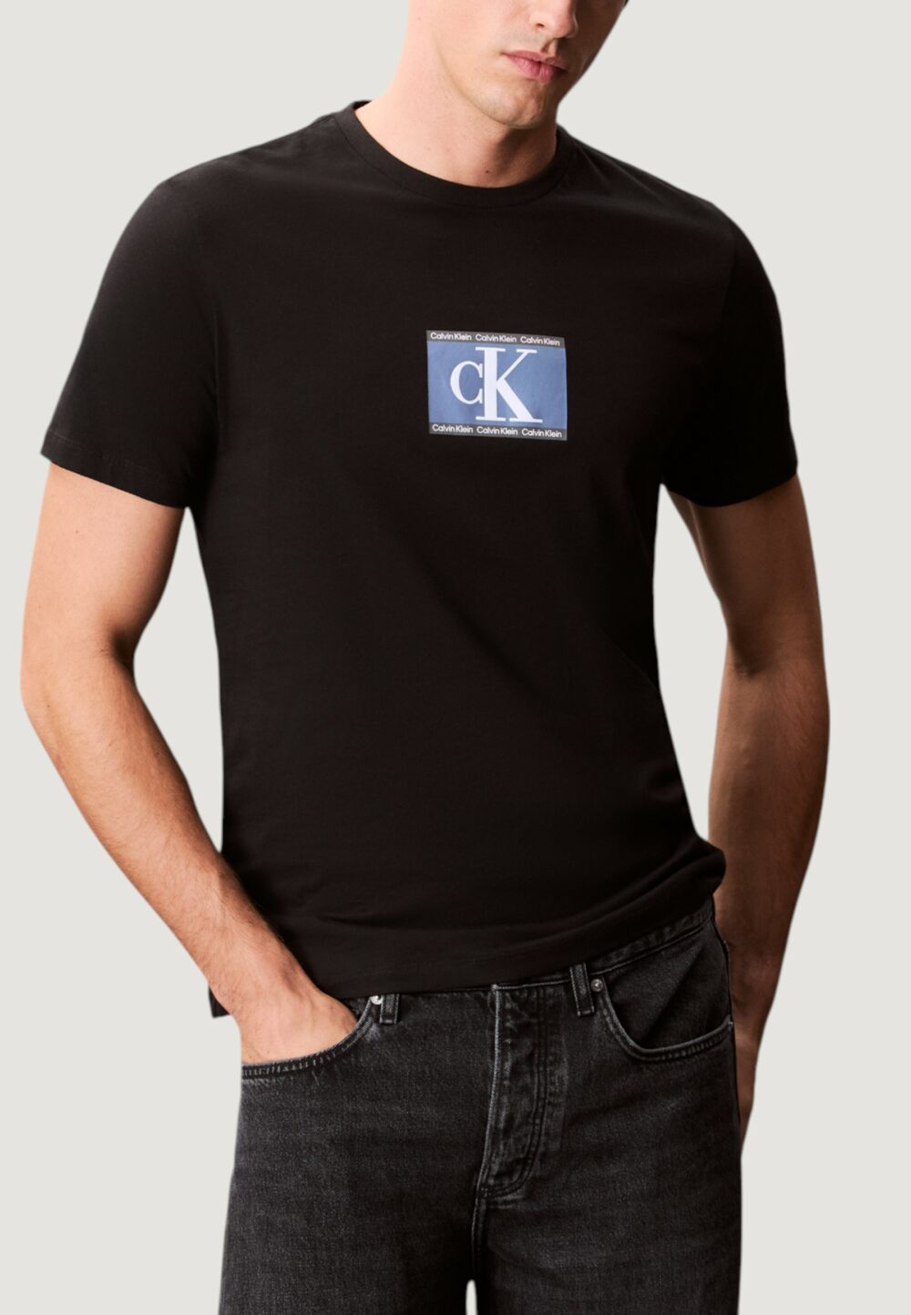 T-shirt Calvin Klein SS 30s EU SP CK BOX Nero - Foto 1