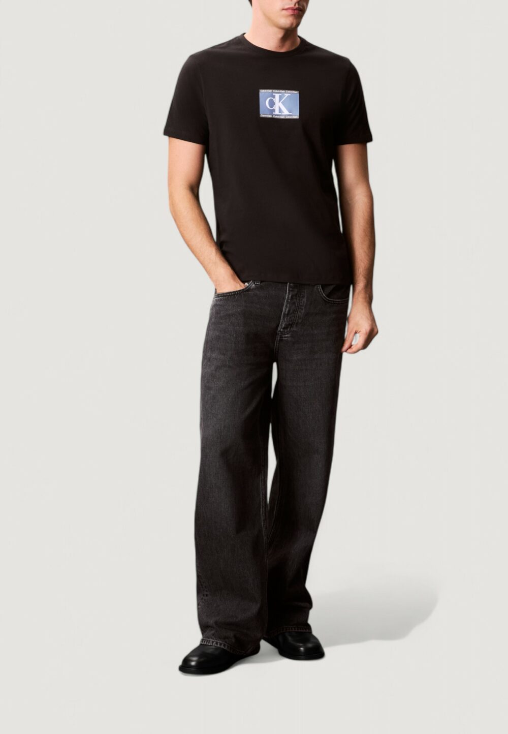 T-shirt Calvin Klein SS 30s EU SP CK BOX Nero - Foto 3