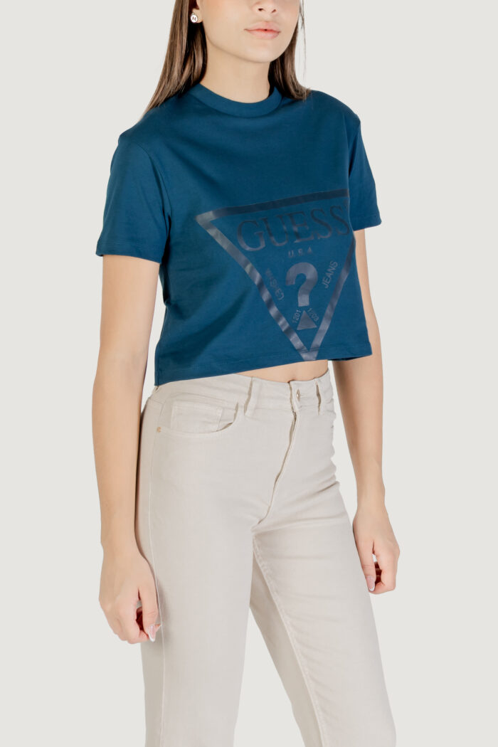 T-shirt Guess Active ADELE CROP TSHIRT Petrolio – V2YI06 K8HM0