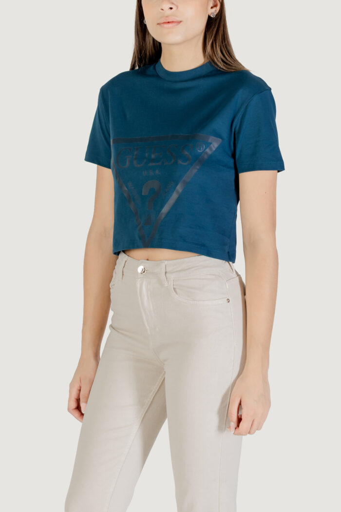 T-shirt Guess Active ADELE CROP TSHIRT Petrolio – V2YI06 K8HM0