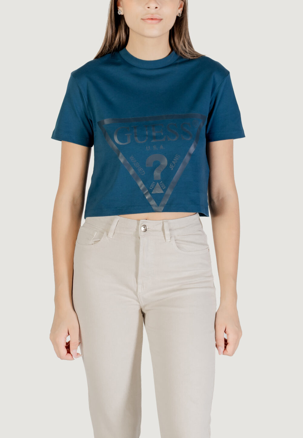 T-shirt Guess Active ADELE CROP TSHIRT Petrolio - Foto 4