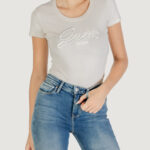 T-shirt Guess CN SS EMBRO SCRIPT LOGO TEE Beige chiaro - Foto 1