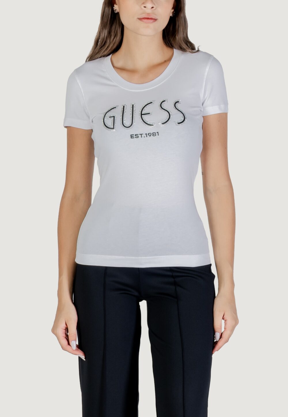 T-shirt Guess CN SS GUESS LOGO TEE Bianco - Foto 2