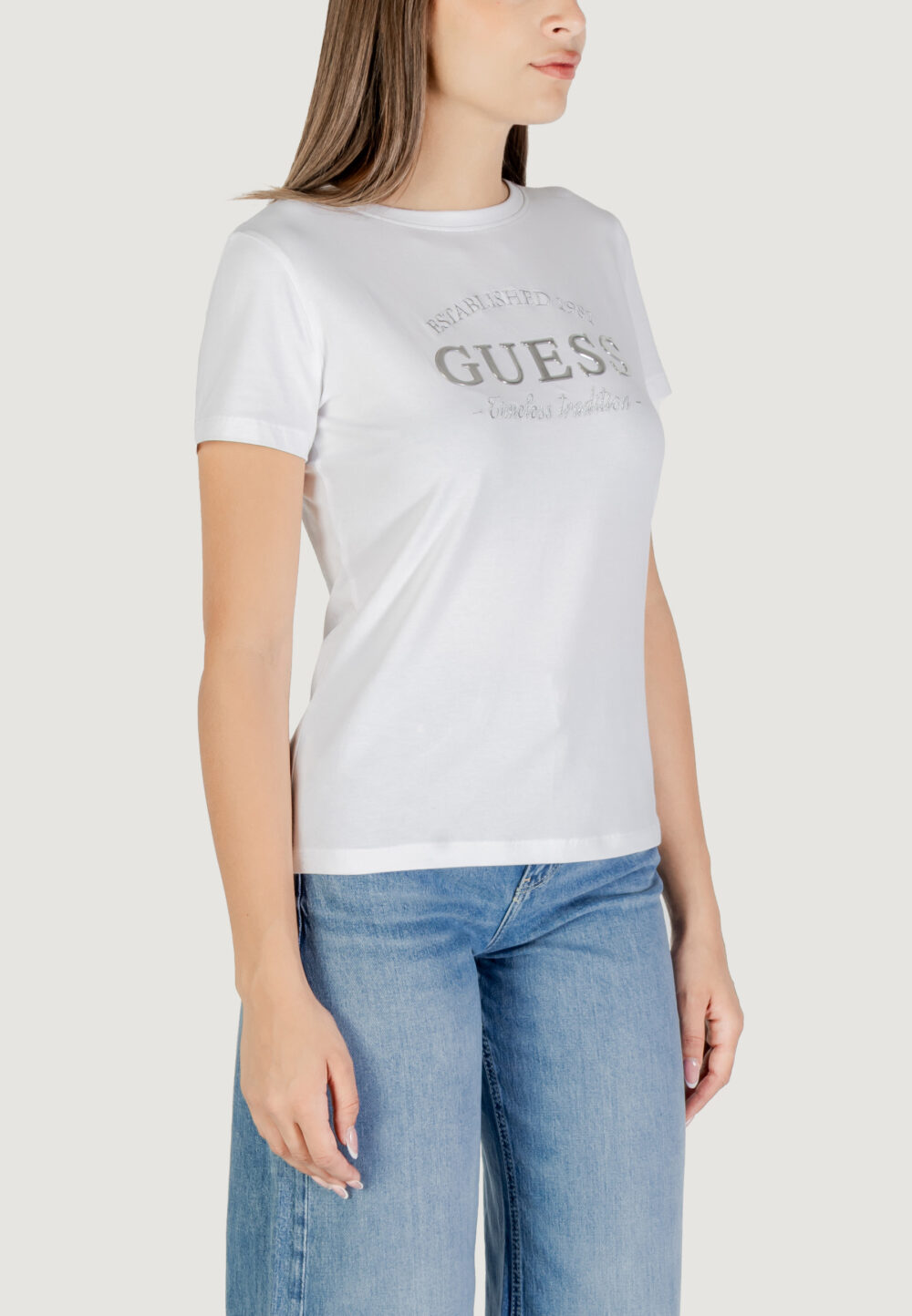 T-shirt Guess Active NINA SS CN T-SHIRT Bianco - Foto 4