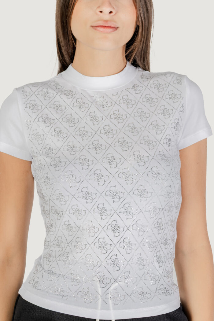 T-shirt Guess SS MOCK NECK ALL OVER 4G TEE Bianco – W4BI26 J1314