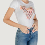 T-shirt Guess SS TRIANGLE FLOWERS TEE Bianco - Foto 3