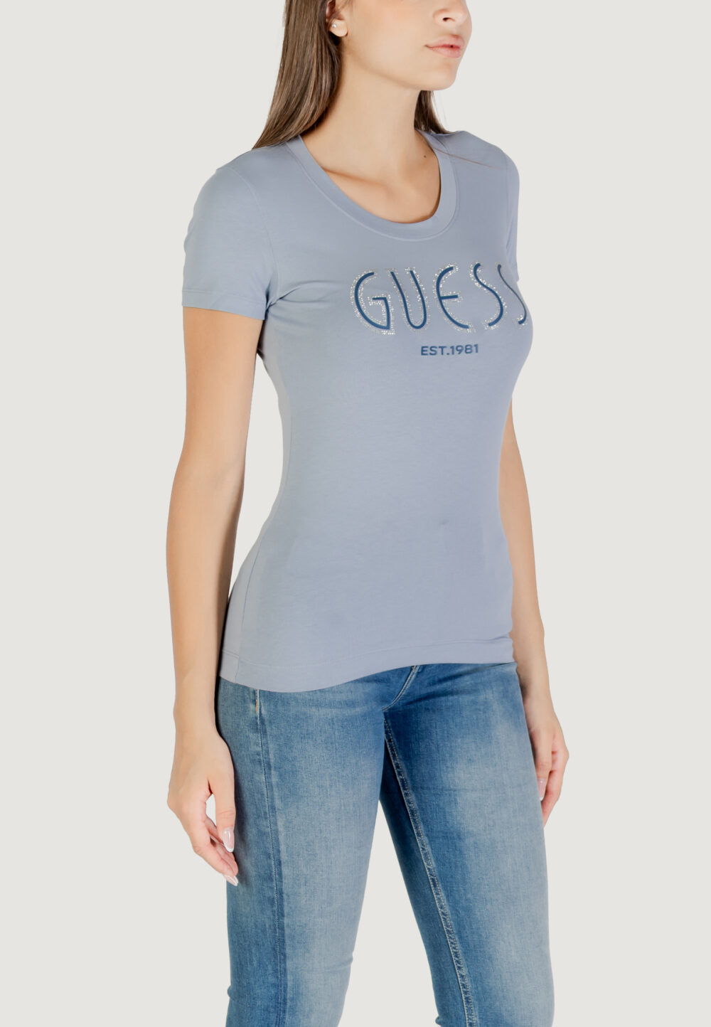 T-shirt Guess CN SS GUESS LOGO TEE Indigo - Foto 3