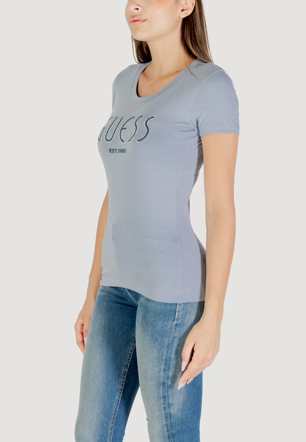 T-shirt Guess CN SS GUESS LOGO TEE Indigo - Foto 4