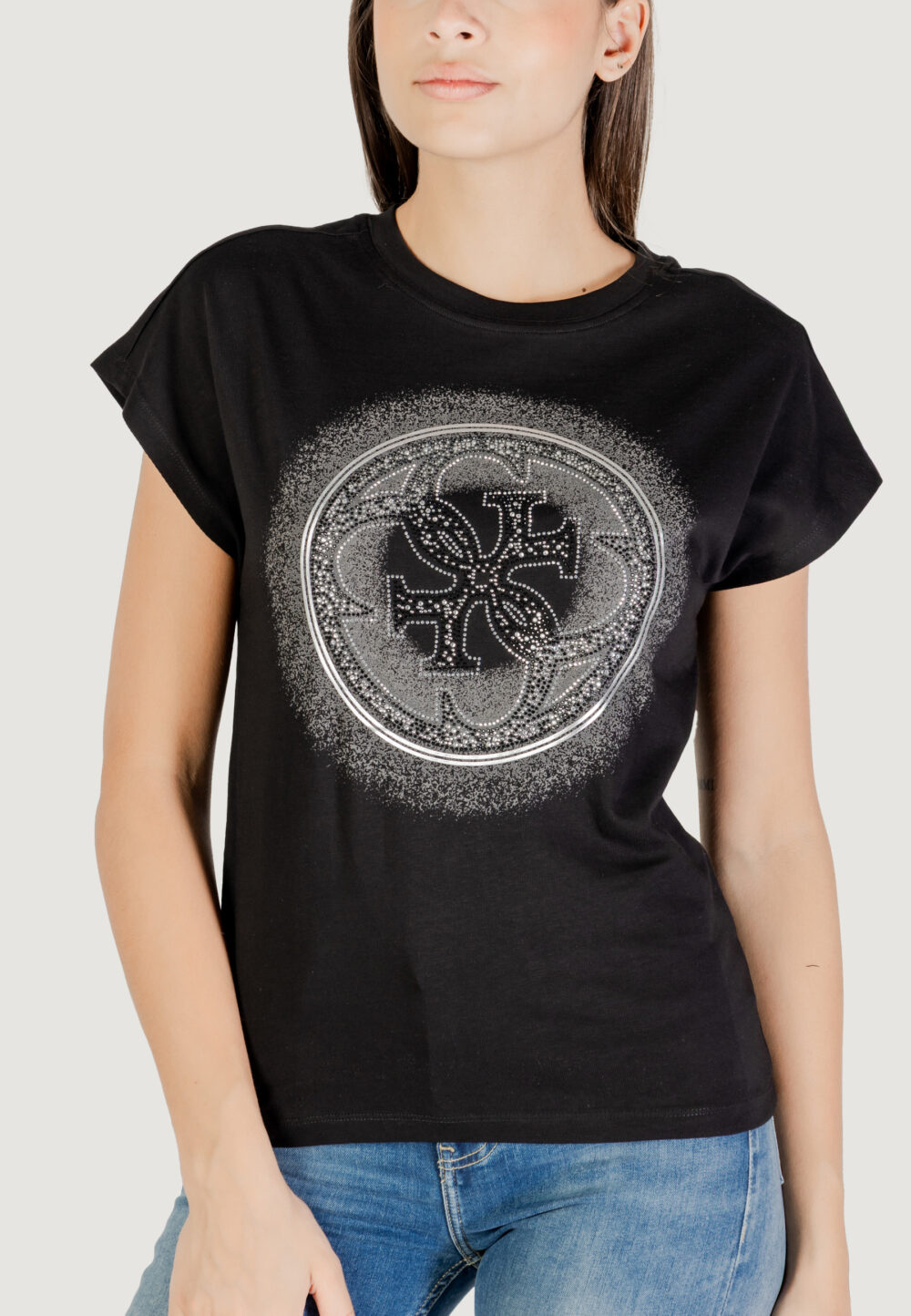 T-shirt Guess CN SS 4G SHADED HOTFIX Nero - Foto 2