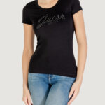 T-shirt Guess CN SS EMBRO SCRIPT LOGO TEE Nero - Foto 1