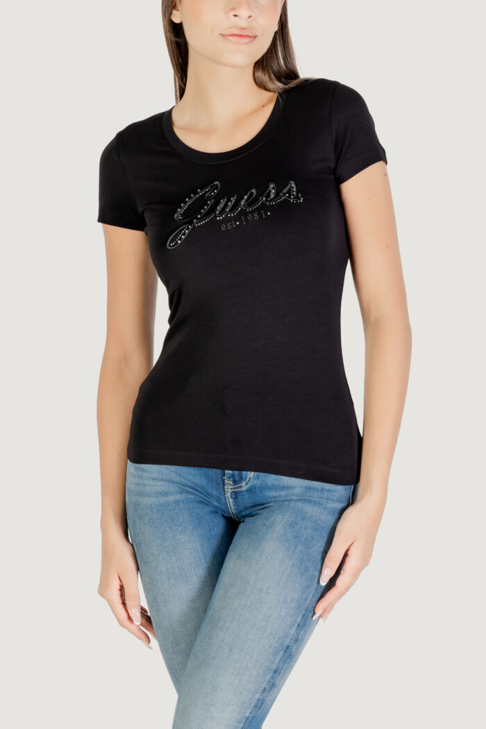 T-shirt Guess CN SS EMBRO SCRIPT LOGO TEE Nero – W5YI46 J1314