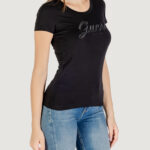 T-shirt Guess CN SS EMBRO SCRIPT LOGO TEE Nero - Foto 3