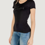 T-shirt Guess CN SS EMBRO SCRIPT LOGO TEE Nero - Foto 4