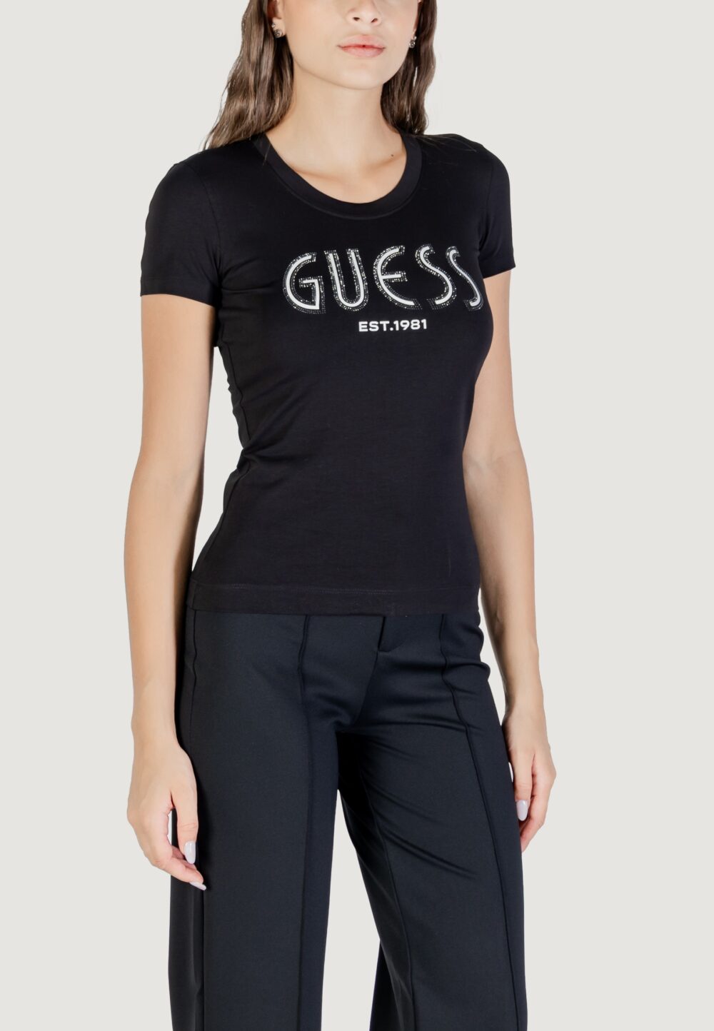 T-shirt Guess CN SS GUESS LOGO TEE Nero - Foto 3