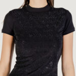 T-shirt Guess SS MOCK NECK ALL OVER 4G TEE Nero - Foto 2