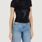T-shirt Guess SS MOCK NECK ALL OVER 4G TEE Nero - Foto 3