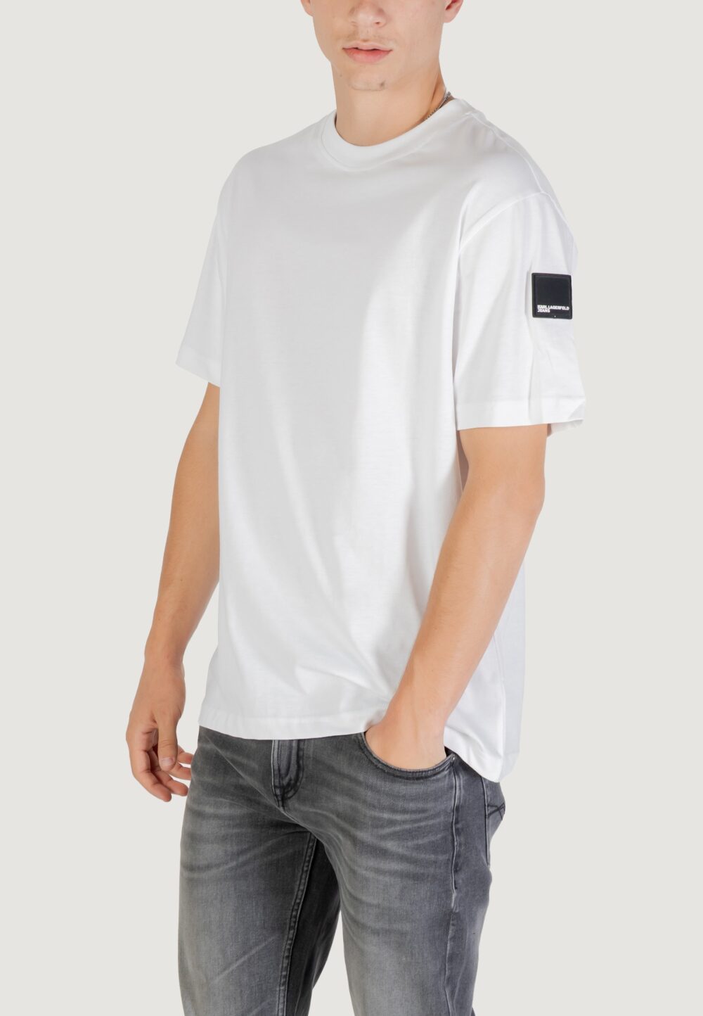 T-shirt KARL LAGERFELD KLJ REG RUBBER PATCH TEE Bianco - Foto 1