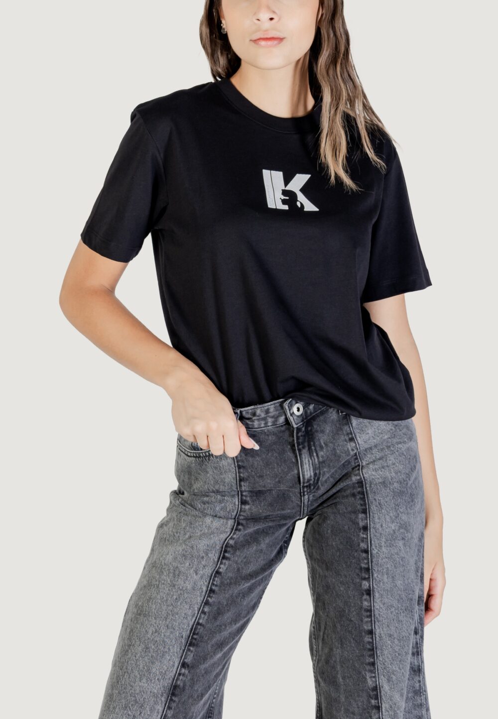 T-shirt Karl Lagerfeld Jeans KLJ REG K LOGO TEE Nero - Foto 1