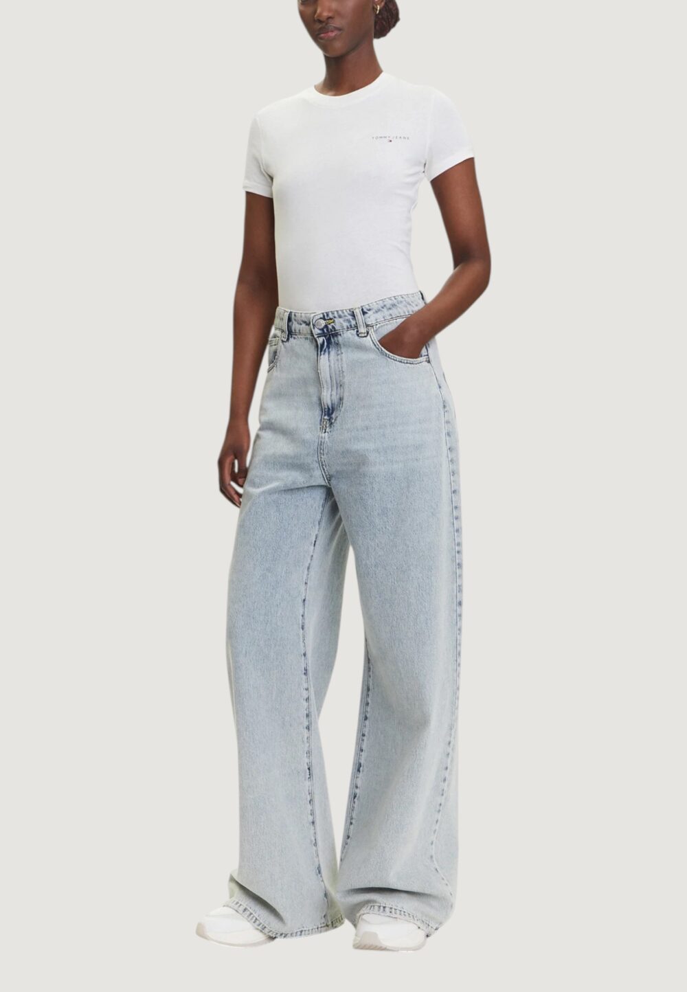 T-shirt Tommy Hilfiger Jeans TJW SLIM LINEAR SS T Bianco - Foto 2