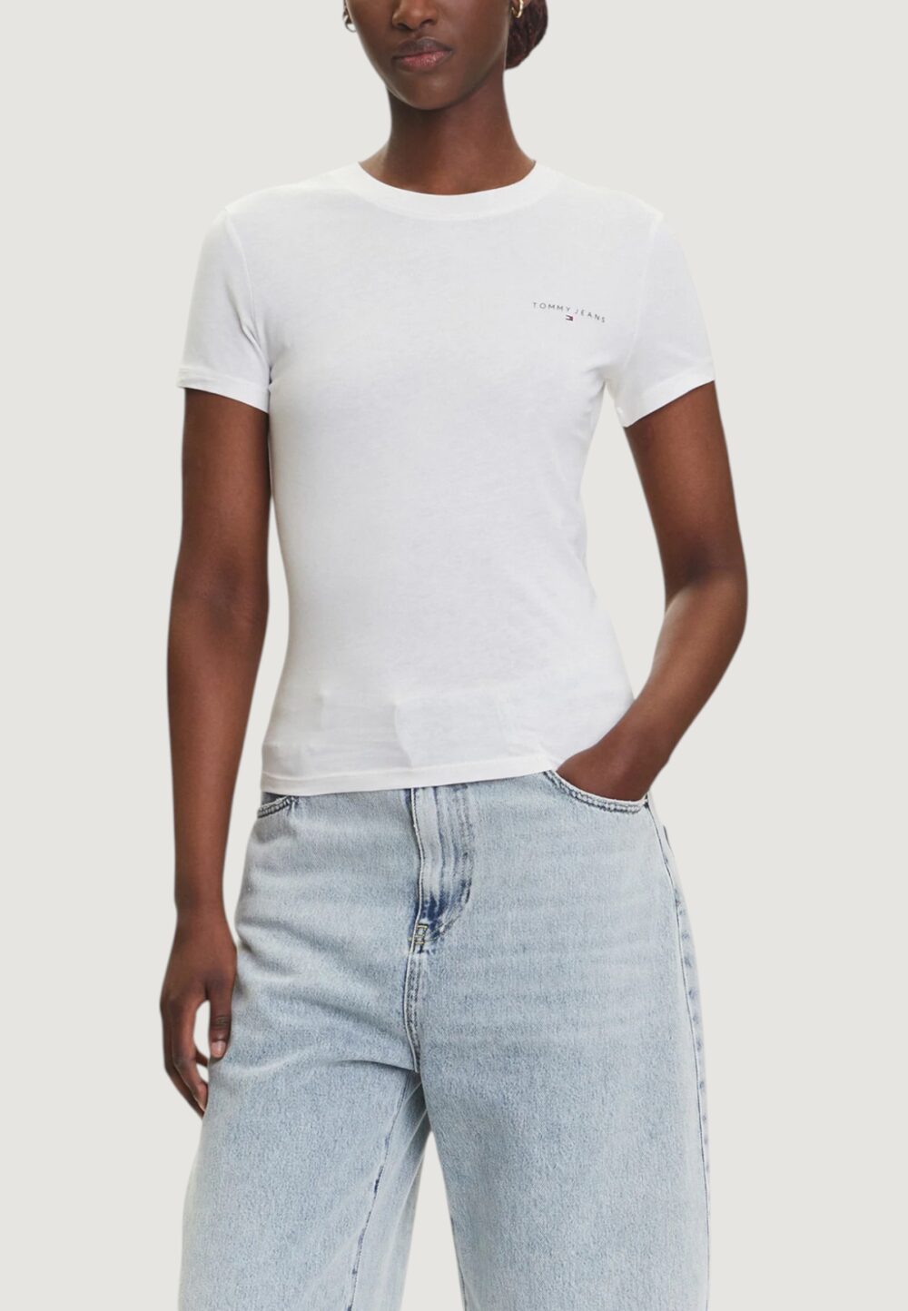 T-shirt Tommy Hilfiger Jeans TJW SLIM LINEAR SS T Bianco - Foto 1