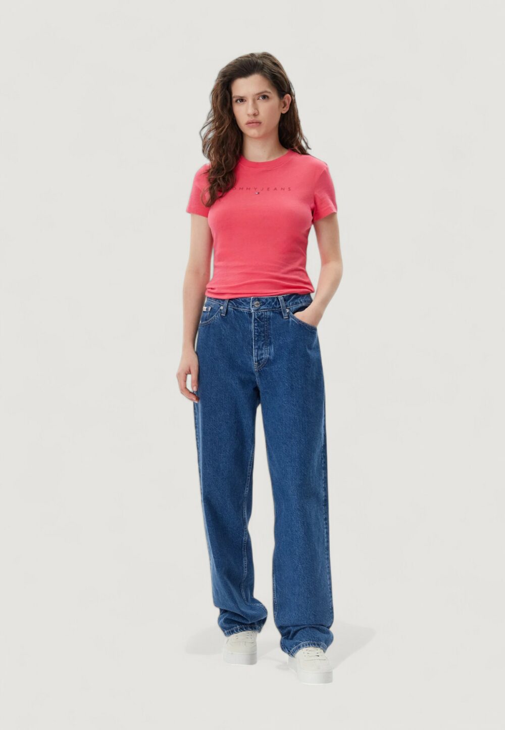 T-shirt Tommy Hilfiger Jeans TJW TONAL LINEA Corallo - Foto 3