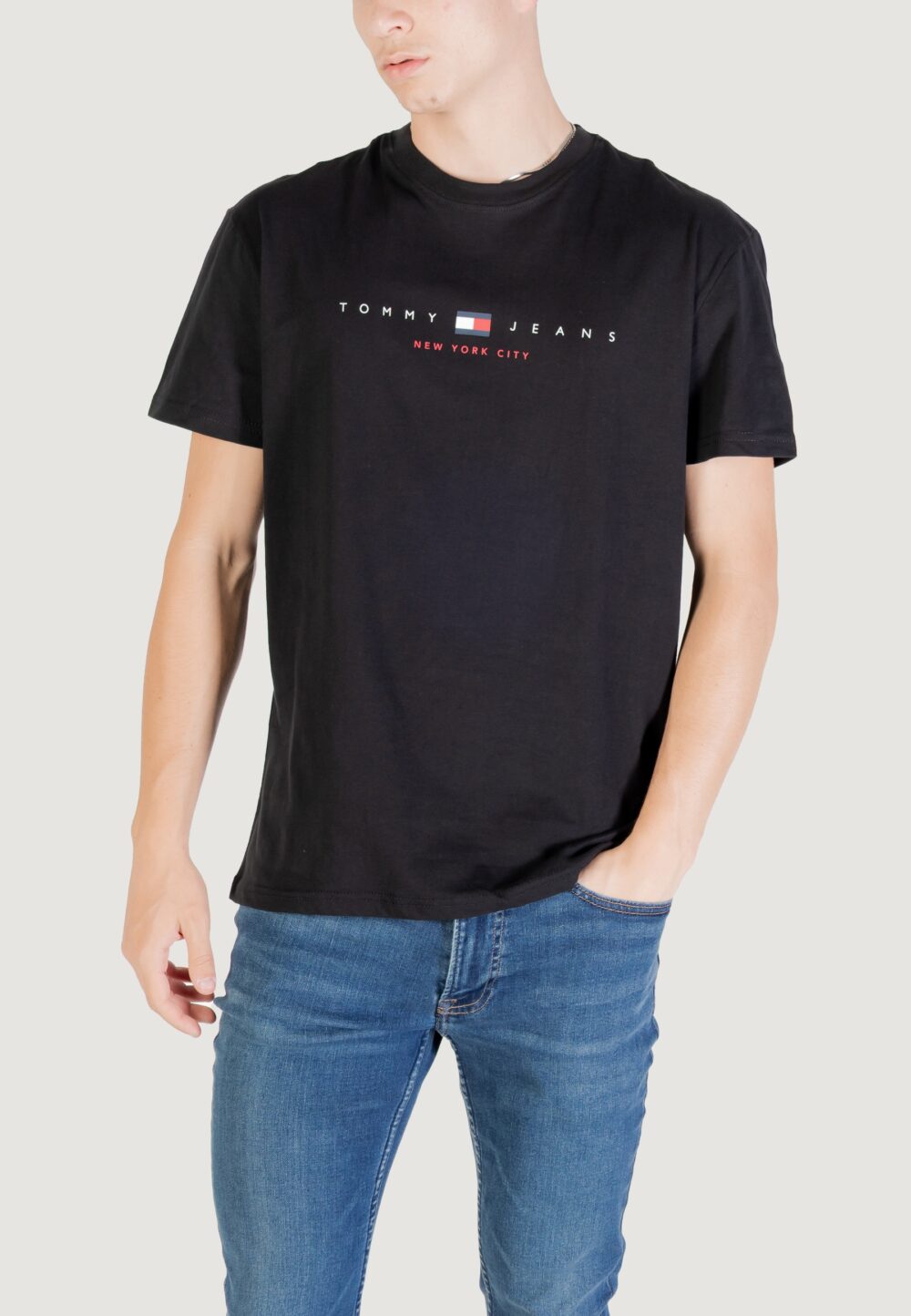 T-shirt Tommy Hilfiger Jeans TJM REG FLAG LINEAR Nero - Foto 1
