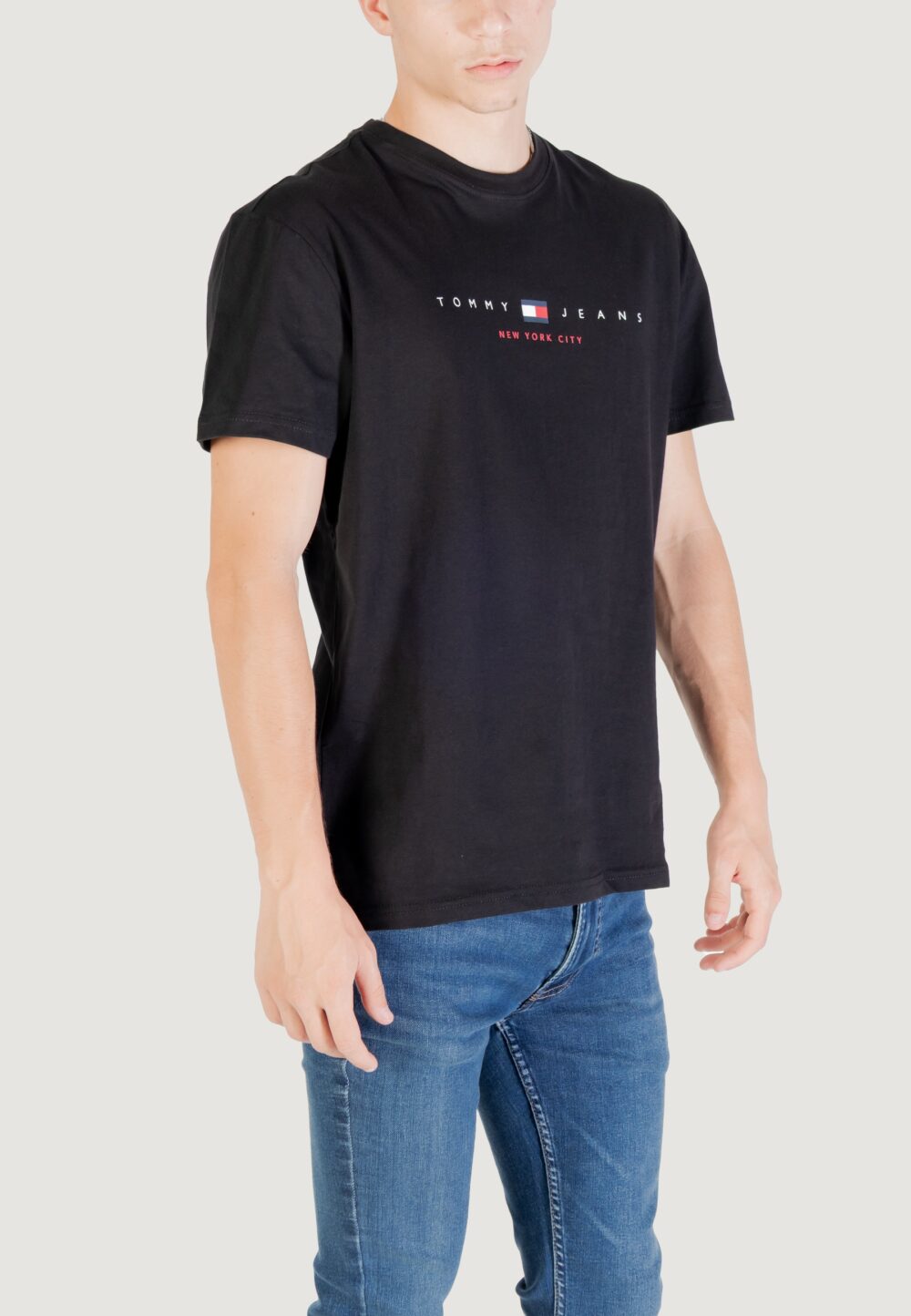 T-shirt Tommy Hilfiger Jeans TJM REG FLAG LINEAR Nero - Foto 2