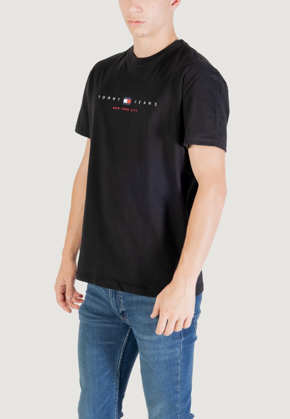 T-shirt Tommy Hilfiger Jeans TJM REG FLAG LINEAR Nero - Foto 3