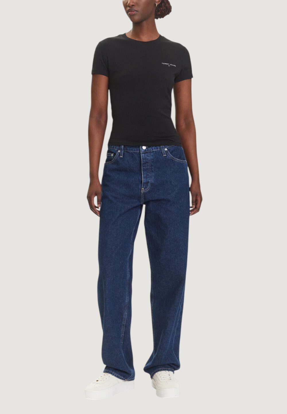 T-shirt Tommy Hilfiger Jeans TJW SLIM LINEAR SS T Nero - Foto 2