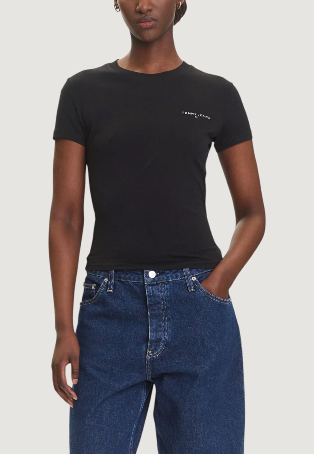 T-shirt Tommy Hilfiger Jeans TJW SLIM LINEAR SS T Nero - Foto 1
