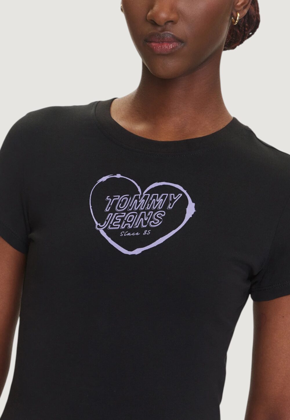 T-shirt Tommy Hilfiger Jeans TJW SLIM SH HEART TE Nero - Foto 3