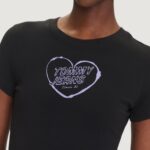 T-shirt Tommy Hilfiger Jeans TJW SLIM SH HEART TE Nero - Foto 3