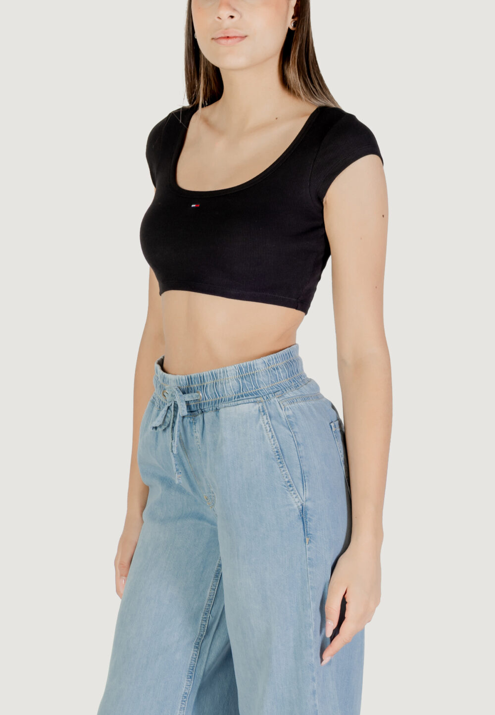 T-shirt Tommy Hilfiger Jeans TJW SP CRP RIB SS TO Nero - Foto 2