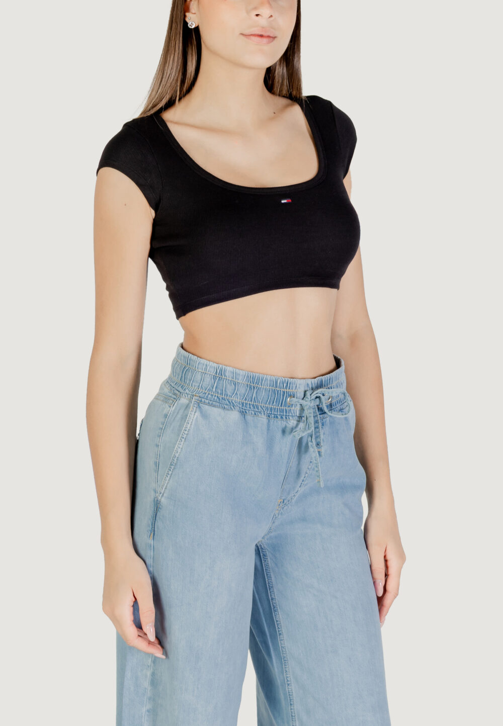 T-shirt Tommy Hilfiger Jeans TJW SP CRP RIB SS TO Nero - Foto 3