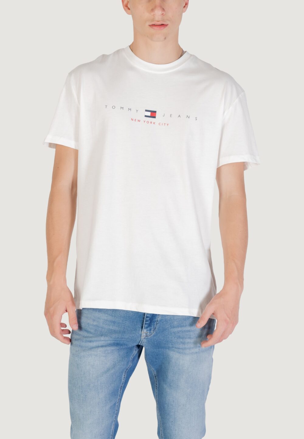 T-shirt Tommy Hilfiger Jeans TJM REG FLAG LINEAR Panna - Foto 1