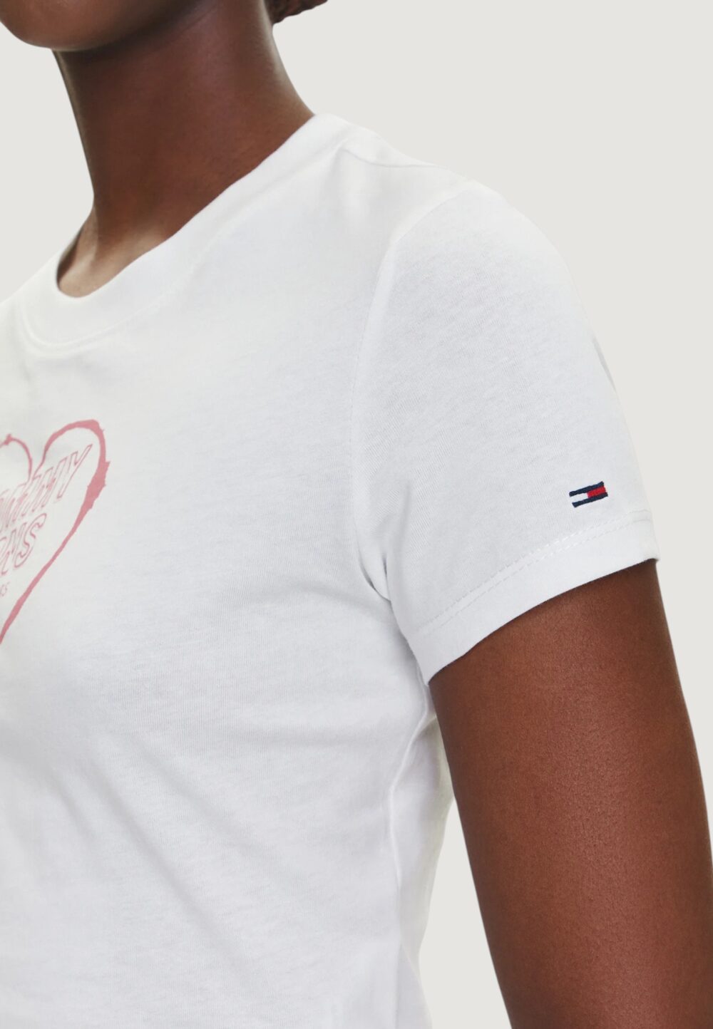 T-shirt Tommy Hilfiger Jeans TJW SLIM SH HEART TE Panna - Foto 5